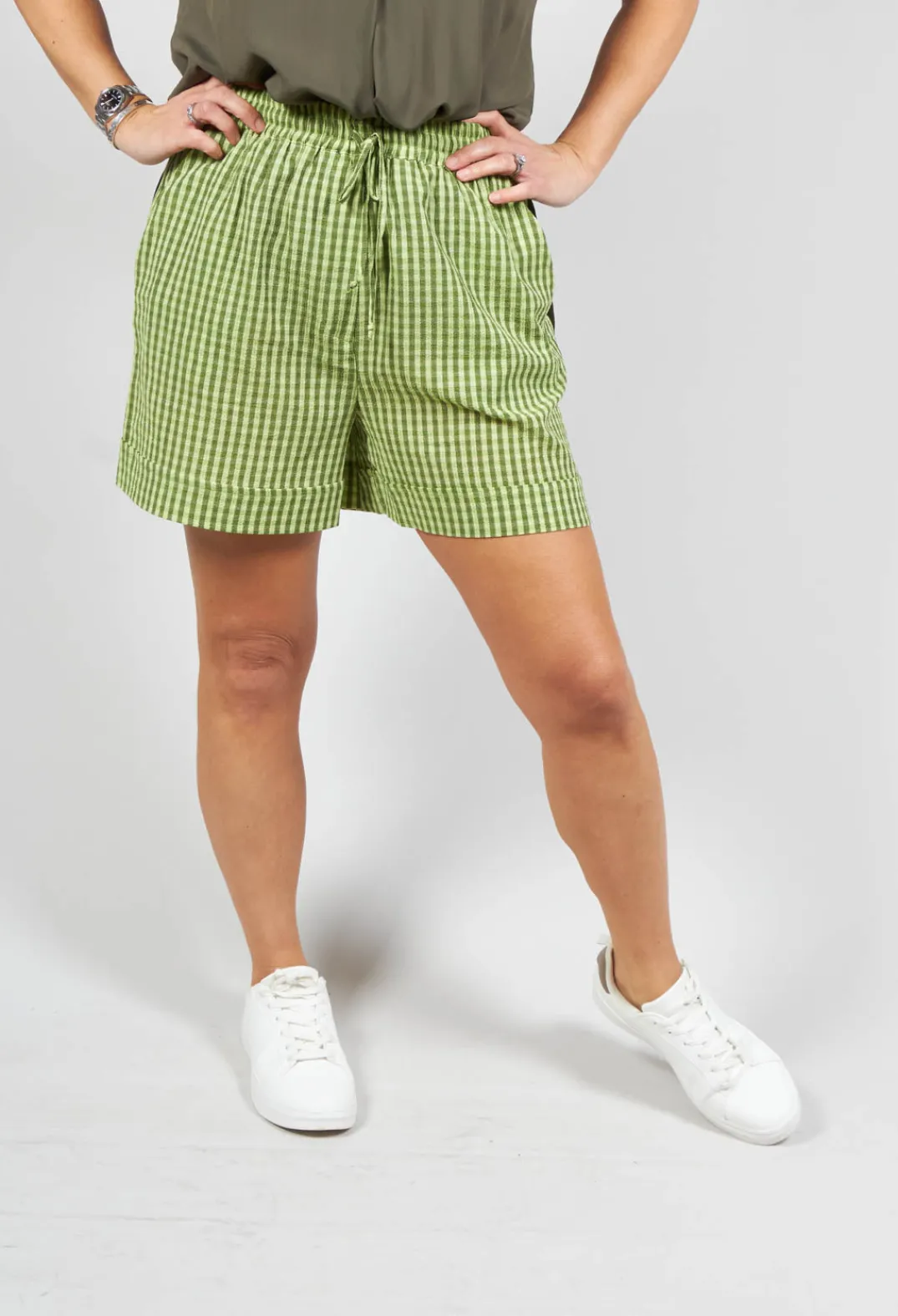 Beatrice B Shorts^Turn Up Shorts in Green Check