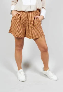 Beatrice B Shorts^Turn Up Shorts in Orange Check