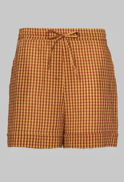 Beatrice B Shorts^Turn Up Shorts in Orange Check