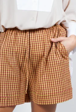 Beatrice B Shorts^Turn Up Shorts in Orange Check