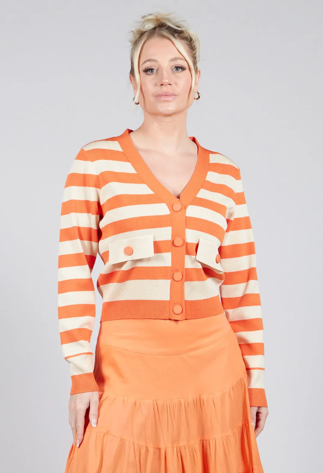Rene Derhy Cardigans^Umberta Cardigan in Orange Stripe