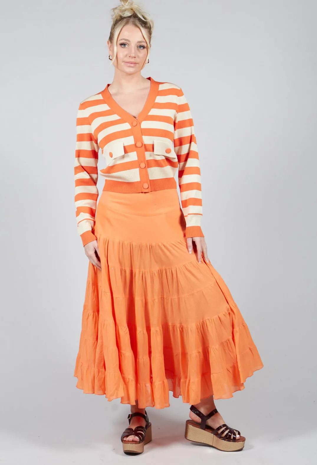 Rene Derhy Cardigans^Umberta Cardigan in Orange Stripe