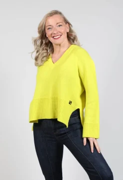 Beatrice B Knitwear|Jumpers^V Neck Jumper in Lime