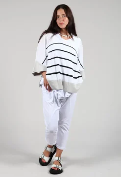 Philomena Christ Jumpers^V Neck Jumper in White and Black Stripe