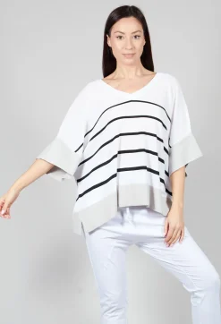 Philomena Christ Jumpers^V Neck Jumper in White and Black Stripe