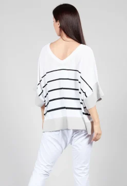 Philomena Christ Jumpers^V Neck Jumper in White and Black Stripe