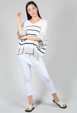 Philomena Christ Jumpers^V Neck Jumper in White and Black Stripe
