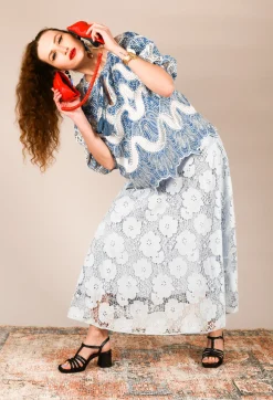 Rene Derhy Skirts^Vanessa Skirt in Bleu and Petr
