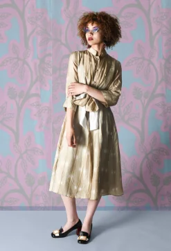 Bianco Levrin Dresses^Vanilla Mao Chemisier in Beige and Cream