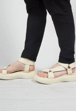 Malloni Sandals^Velcro Strap Sandals in Ecru