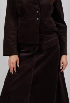 Les Filles d'Ailleurs Skirts^Velvet A-Line Skirt in Chocolate