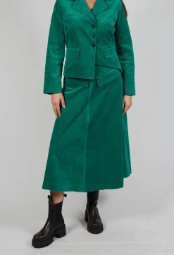 Les Filles d'Ailleurs Skirts^Velvet A-Line Skirt in Green