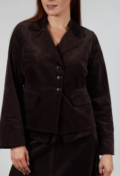 Les Filles d'Ailleurs Jackets^Velvet Blazer in Chocolate
