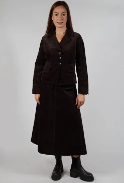 Les Filles d'Ailleurs Jackets^Velvet Blazer in Chocolate