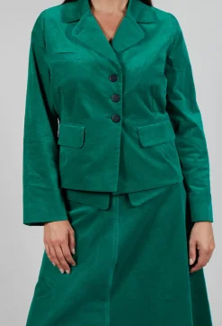 Les Filles d'Ailleurs Jackets^Velvet Blazer in Green