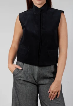 Les Filles d'Ailleurs Tops^Velvet Gillet in Black
