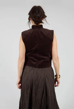 Les Filles d'Ailleurs Tops^Velvet Gillet in Chocolate
