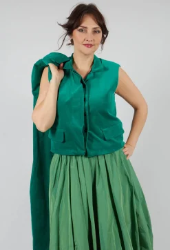 Les Filles d'Ailleurs Tops^Velvet Gillet in Green