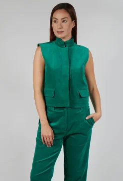 Les Filles d'Ailleurs Tops^Velvet Gillet in Green