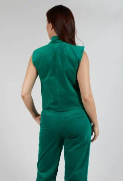 Les Filles d'Ailleurs Tops^Velvet Gillet in Green