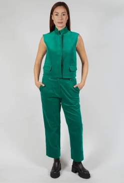 Les Filles d'Ailleurs Tops^Velvet Gillet in Green