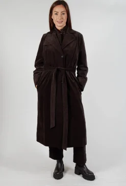 Les Filles d'Ailleurs Coats^Velvet Long Coat in Chocolate
