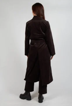 Les Filles d'Ailleurs Coats^Velvet Long Coat in Chocolate