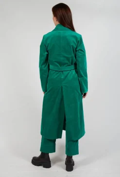 Les Filles d'Ailleurs Coats^Velvet Long Coat in Green