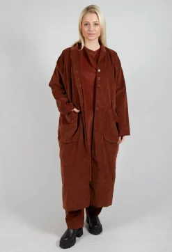Album Di Famiglia Coats^Velvet Long Coat in Rust