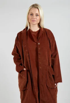 Album Di Famiglia Coats^Velvet Long Coat in Rust