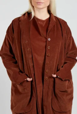 Album Di Famiglia Coats^Velvet Long Coat in Rust