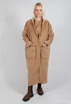 Album Di Famiglia Coats^Velvet Long Coat in Sugar
