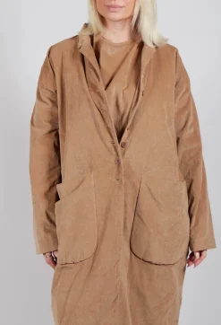 Album Di Famiglia Coats^Velvet Long Coat in Sugar