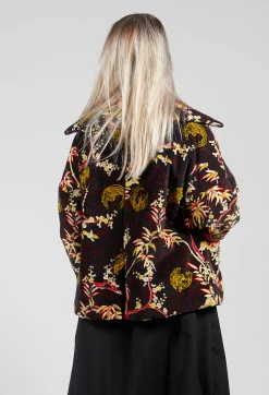 Beatrice B Coats^Velvet Short Coat in Black Print