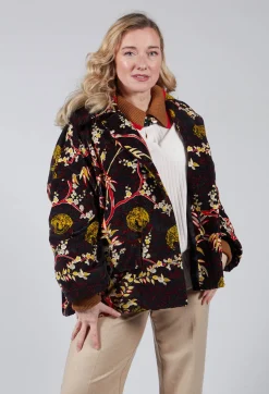 Beatrice B Coats^Velvet Short Coat in Black Print