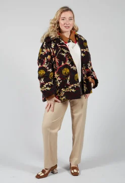 Beatrice B Coats^Velvet Short Coat in Black Print