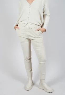 Album Di Famiglia Trousers^Velvet Slim Trousers in Off White