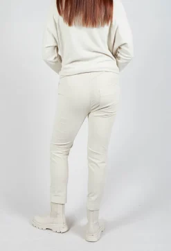 Album Di Famiglia Trousers^Velvet Slim Trousers in Off White