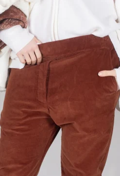 Album Di Famiglia Trousers^Velvet Slim Trousers in Rust