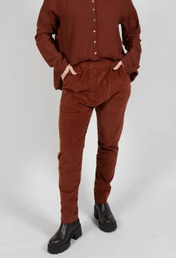 Album Di Famiglia Trousers^Velvet Slim Trousers in Rust