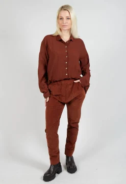 Album Di Famiglia Trousers^Velvet Slim Trousers in Rust