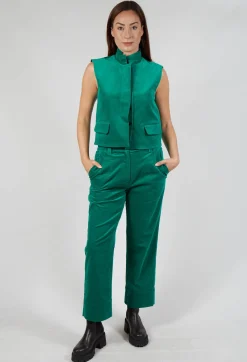 Les Filles d'Ailleurs Trousers^Velvet Straight Leg Trousers in Green