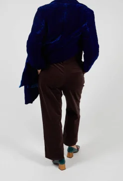 Les Filles d'Ailleurs Trousers^Velvet Straight Leg Trousers in Chocolate
