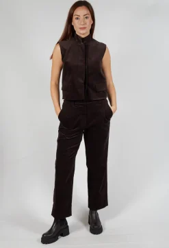 Les Filles d'Ailleurs Trousers^Velvet Straight Leg Trousers in Chocolate