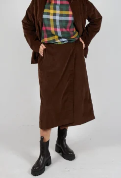 Album Di Famiglia Skirts^Velvet Wrap Skirt in Coffee
