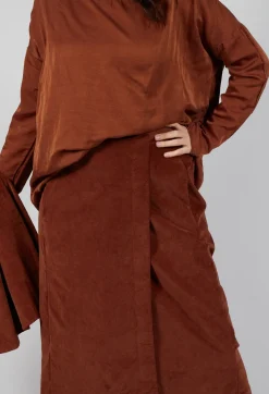 Album Di Famiglia Skirts^Velvet Wrap Skirt in Rust
