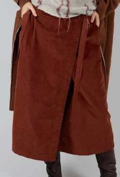 Album Di Famiglia Skirts^Velvet Wrap Skirt in Rust