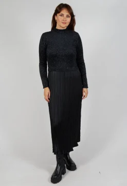 Rene Derhy Dresses^Verlaine Dual Fabric Dress in Noir