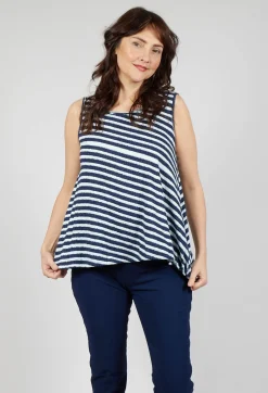 Rundholz Black Label Tops^Vest Top with Drawstring Hem in Navy Print