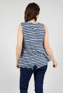 Rundholz Black Label Tops^Vest Top with Drawstring Hem in Navy Print